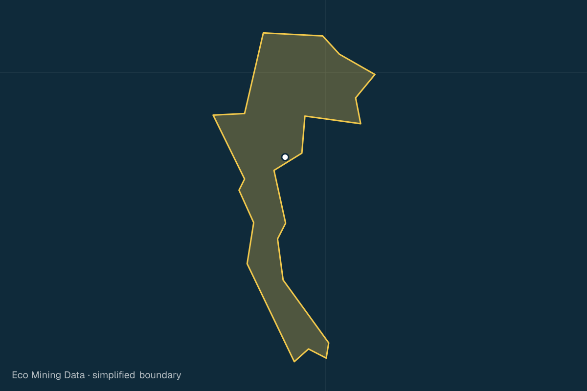 Static map of Majene Regency, Sulawesi Barat, with a simplified boundary; mining permits mainly stone & sand.