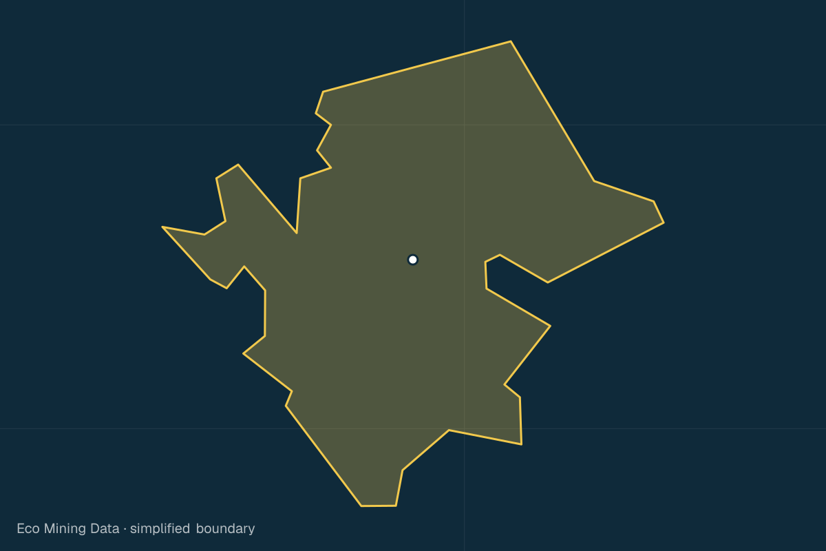 Static map of Musi Banyuasin Regency, Sumatera Selatan, with a simplified boundary; mining permits mainly coal.