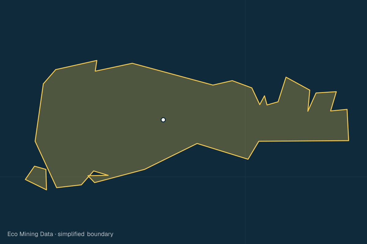 Static map of Pulau Taliabu Regency, Maluku Utara, with a simplified boundary; mining permits mainly iron ore, besi.