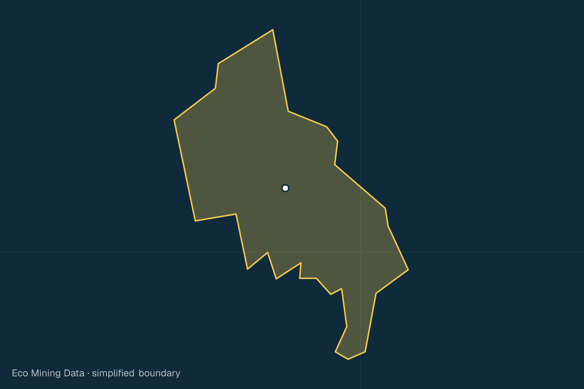 Static map of Toraja Utara Regency, Sulawesi Selatan, with a simplified boundary; mining permits mainly limestone.
