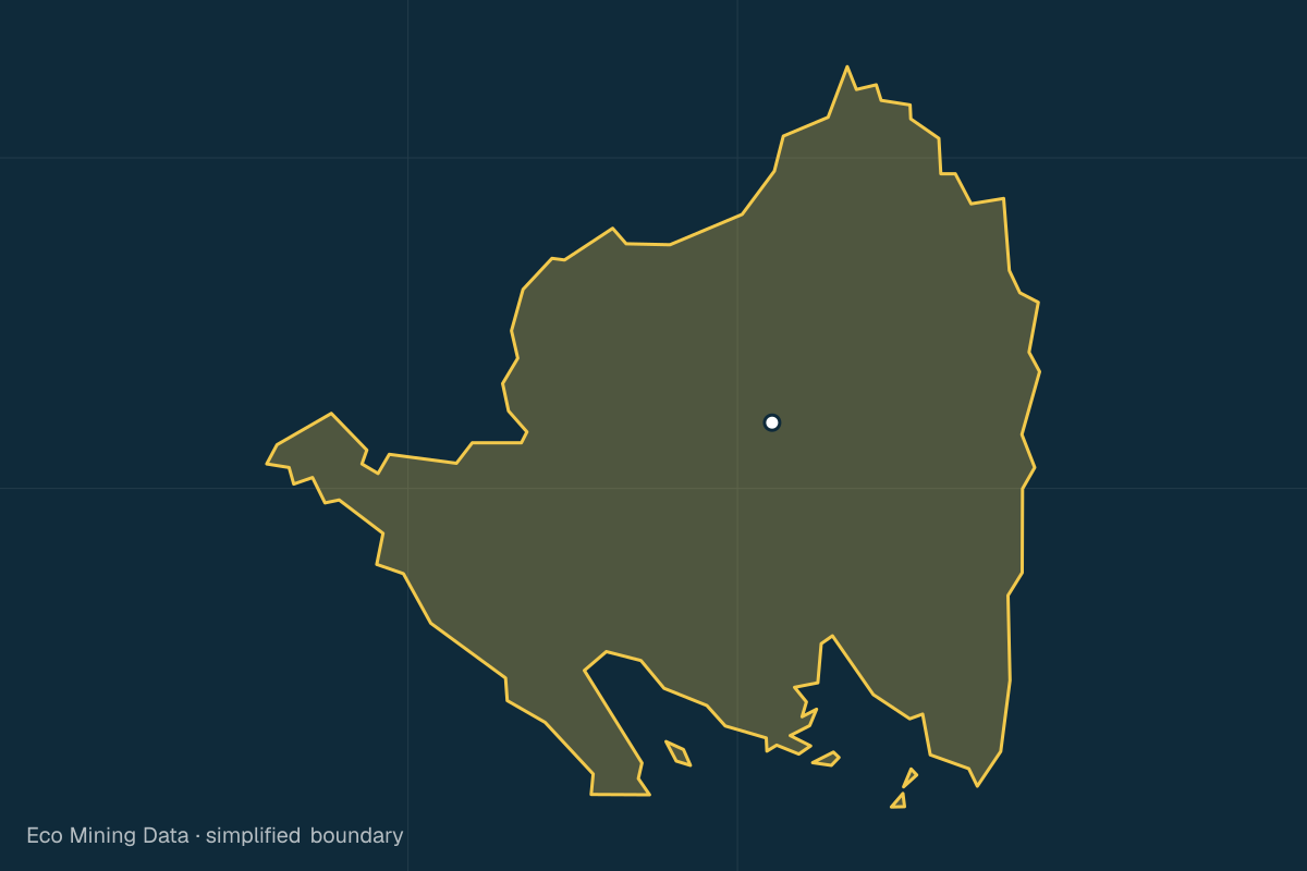 Static map of Lampung province with a simplified boundary; mining permits mainly stone & sand, quartz sand.