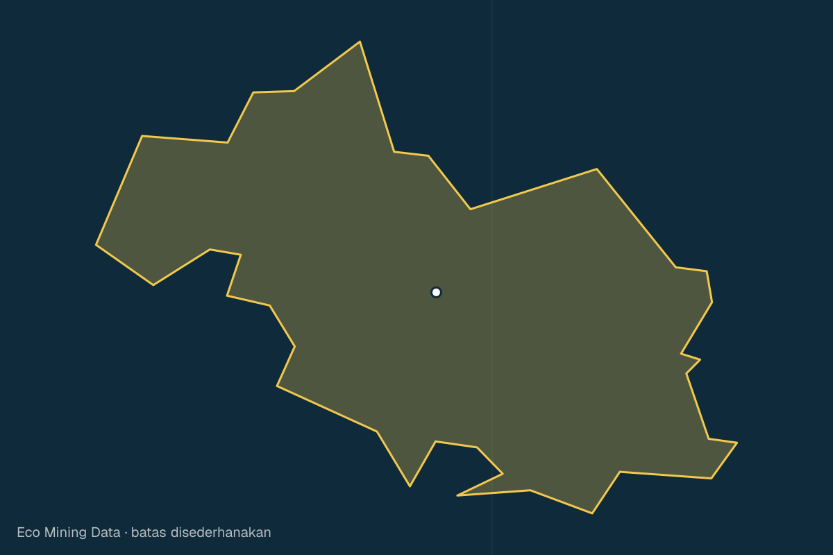 Peta statis Kabupaten Ogan Komering Ulu Selatan, Sumatera Selatan, dengan garis batas yang disederhanakan; izin tambang terutama batuan & pasir, tanah liat.