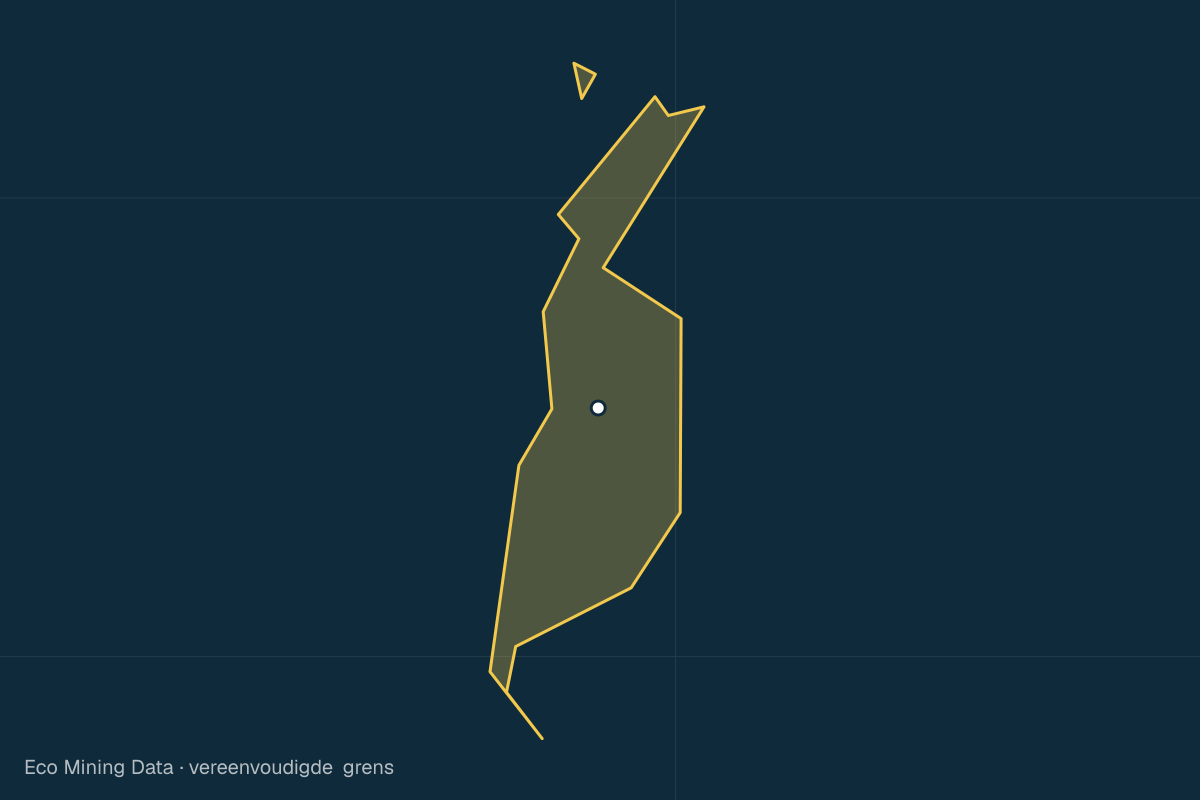 Statische kaart van Regentschap Halmahera Utara, Maluku Utara, met vereenvoudigde grens; vergunningen vooral goud, mangaan.