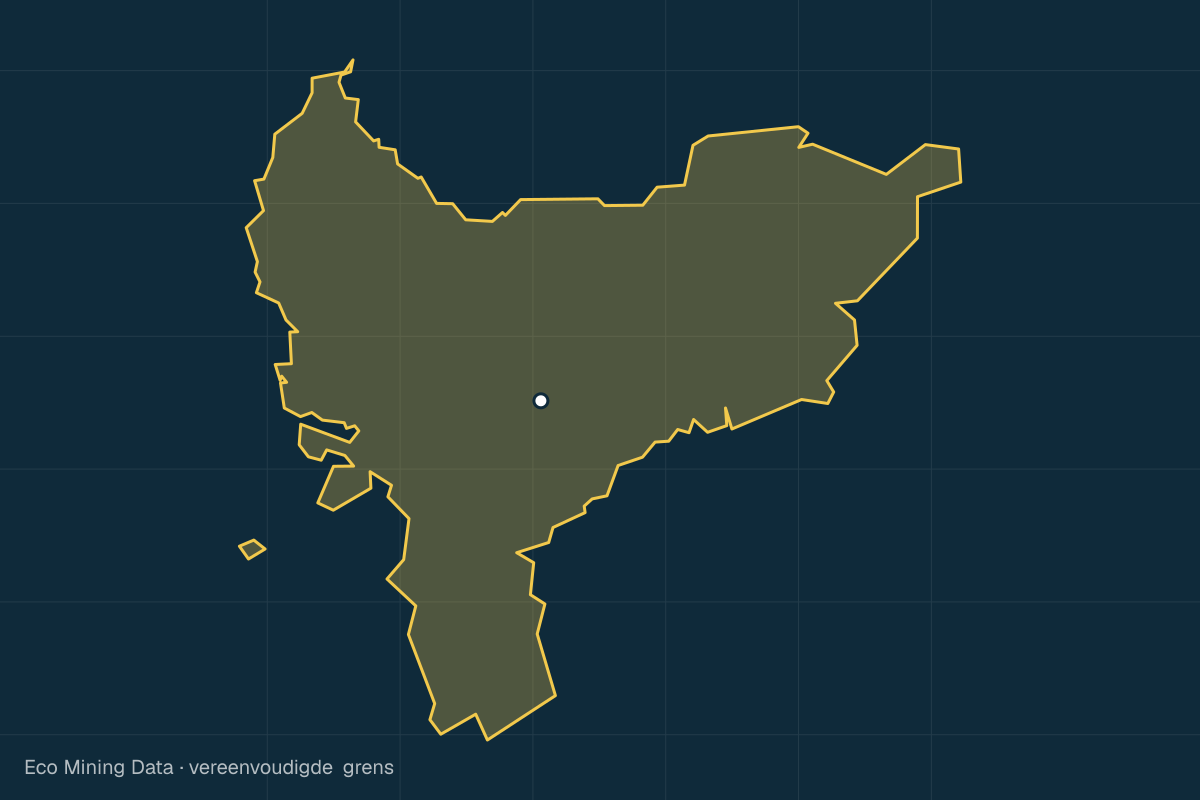 Statische kaart van de provincie West-Kalimantan met vereenvoudigde grens; vergunningen vooral kwartszand, steen & zand.