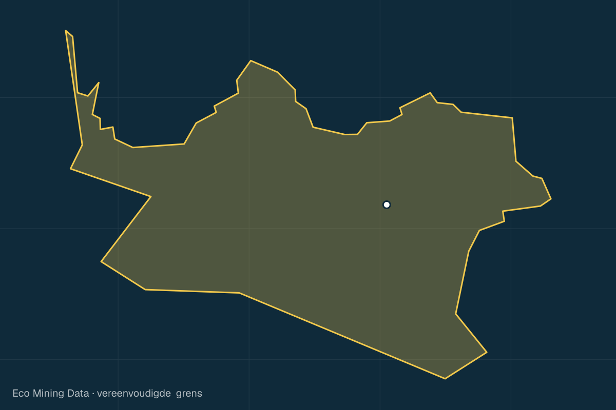Statische kaart van de provincie Midden-Papoea met vereenvoudigde grens; vergunningen vooral goud, koper.